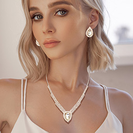 Crystal Teardrop Drop Rhinestone Necklace