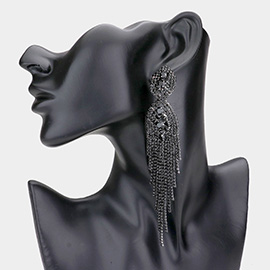 Rhinestone Long Drop Statement Evening Earrings