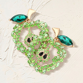 Glass Stone Pave Apple Earrings
