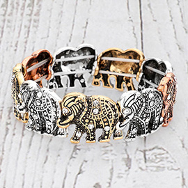 Antique Metal Elephant Stretch Bracelet