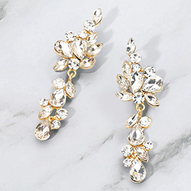 Multi Stone Cluster Vine Dangle Evening Earrings