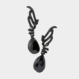 Teardrop Stone Dangle Evening Earrings