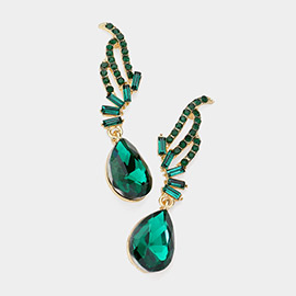 Teardrop Stone Dangle Evening Earrings