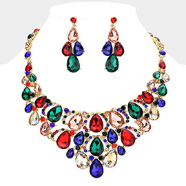 Teardrop Stone Cluster Evening Necklace