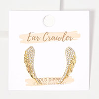 Gold Dipped Stone Paved Angel Wing Ear Crawlers