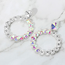 Round Stone Link Evening Earrings
