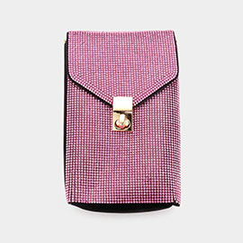 Bling Studded Rectangle Flap Crossbody Cellphone Bag