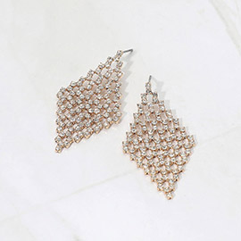 Rhinestone Pave Rhombus Evening Earrings