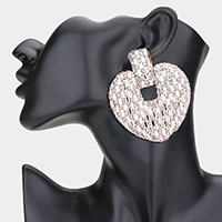 Cylinder Stone Embellished Heart Clip On Earrings