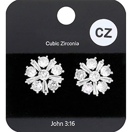 Floral CZ Stud Evening Earrings