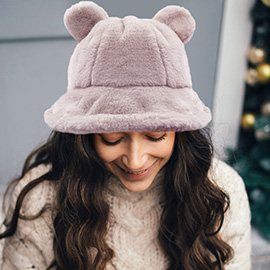 Faux Fur Bear Ear Bucket Hat
