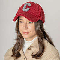 Letter C Initial Monogram Sherpa Baseball Cap