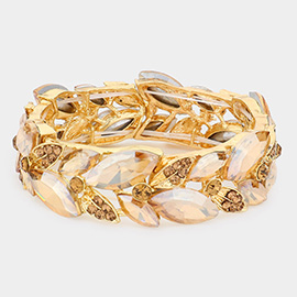 Marquise Stone Accented Leaf Cluster Stretch Evening Bracelet