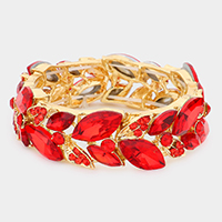Marquise Stone Accented Leaf Cluster Stretch Evening Bracelet