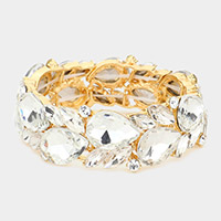 Teardrop Marquise Stone Cluster Stretch Evening Bracelet