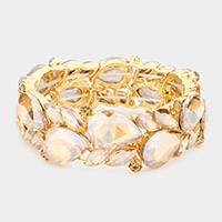 Teardrop Marquise Stone Cluster Stretch Evening Bracelet
