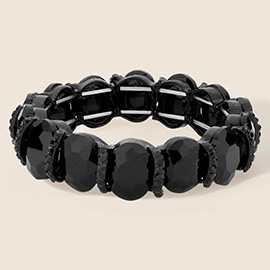 Oval Stone Stretch Evening Bracelet