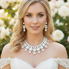 Multi Stone Cluster Evening Necklace