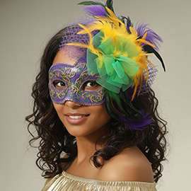 Mardi Gras Masquerade Venetian Feather Mask