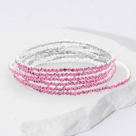 6PCS - Rhinestone Multi Layered Stretch Evening Bracelets