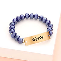 God is Greater Than The Highs And The Lows Metal Bar Faceted Beaded Stretch Bracelet