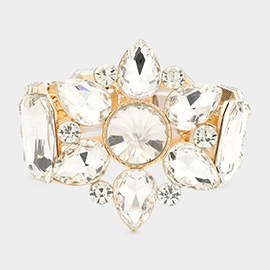 Floral Multi Stone Stretch Evening Bracelet