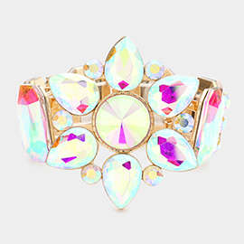 Floral Multi Stone Stretch Evening Bracelet