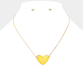 Gold Foil Detailed Heart Pendant Necklace