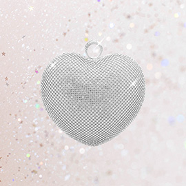 Rhinestone Embellished Heart Evening Clutch / Crossbody Bag