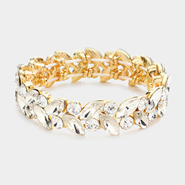 Round Marquise Stone Cluster Stretch Evening Bracelet