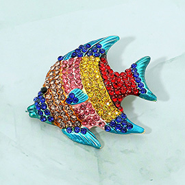 Rhinestone Pave Tropical Fish Pin Brooch