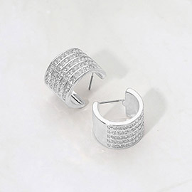 Rhinestone Embellished Metal Hoop Earrings