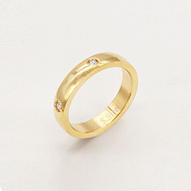 CZ Round Stone Embellished Stainless Steel Ring