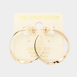 14K Gold Dipped Twisted Metal Hoop Earrings