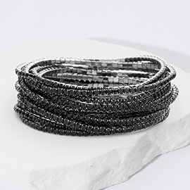 12PCS - Stackable Rhinestone Stretch Evening Bracelets