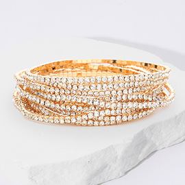 12PCS - Stackable Rhinestone Stretch Evening Bracelets