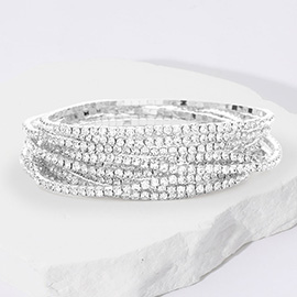 12PCS - Stackable Rhinestone Stretch Evening Bracelets