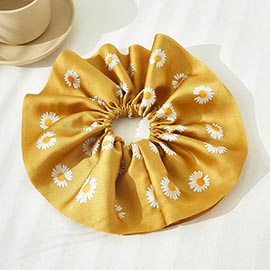 Daisy Flower Patterned Scrunchie Hairband