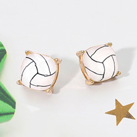 Volleyball Printed Square Stud Earrings