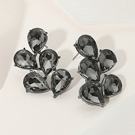 Teardrop Stone Cluster Evening Earrings