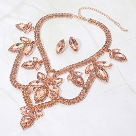 Teardrop Marquise Stone Accented Draped Evening Necklace