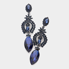 Marquise Glass Crystal Dangle Evening Earrings