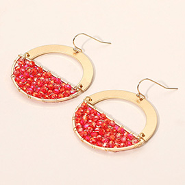 Faceted Bead Wrapped Circle Dangle Earrings