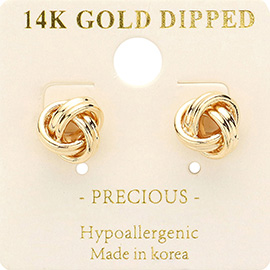 14K Gold Dipped Metal Knot Stud Earrings