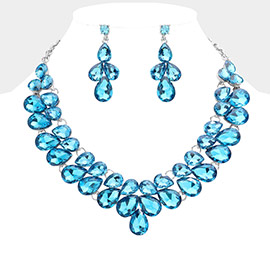 Teardrop Stone Cluster Evening Necklace