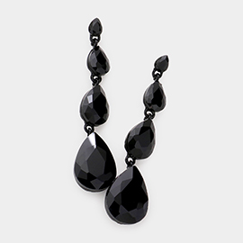 Teardrop Stone Link Dangle Evening Earrings