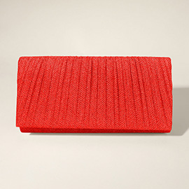 Pleated Shimmery Evening Clutch / Crossbody Bag