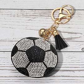 Bling Soccer Tassel Keychain