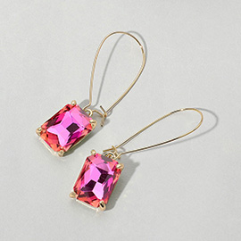 Emerald Cut Stone Dangle Evening Earrings