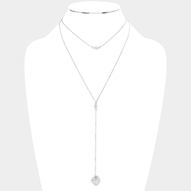 Dropped Abstract Metal Y Necklace